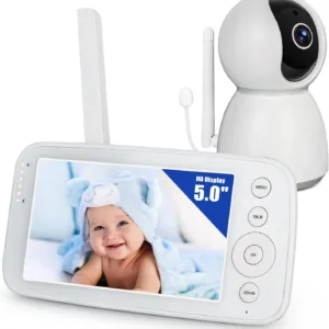 BM505 Baby Monitor Camera Audio 5" Screen 28Hrs Battery Video Camera Night Vision 2Way Talk 10 Lullabies Baby Nanny Security Cam