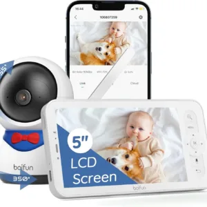 Boifun 5" Baby Monitor, 1080p WiFi Baby Monitor Via Screen and App Control, Video Record & Playback, Night Vision, 2-Way Audio