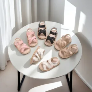 Summer 0-18M Baby Sandals PU Anti Slip Rubber Sole Baby Shoes First Pair Of Breathable Walking Shoes