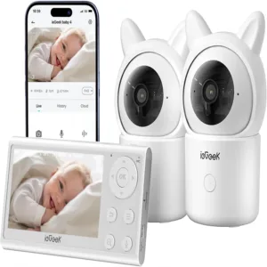 ieGeek Baby Monitor with 2 Cameras, Split-Screen Video Baby Monitor with Audio and 1080P Camera 4.3" Screen - Night Vision, Two-
