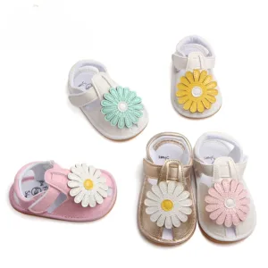 Newborn Baby Girls Sunflower Summer Shoes Sandals First Walkers Shoes Flowers Casual Soft Sole Sandals Toddler Walking Shoes