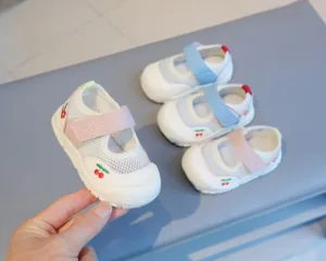 Children's Walking Shoes Summer Mesh Sandals Girls Sweet Cherry Soft Bottom Casual Shoes Baotou Anti Kick Anti Slip Sneakers