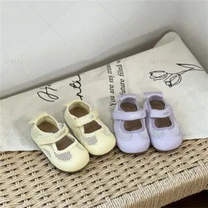 2025 New Summer Baby Shoes Mesh Breathable Barefoot Shoes Soft Sole Princess Shoes Fashion Toddler Girls Sandals EU 16-25