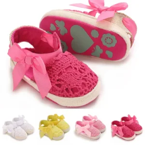 0-18M Newborn Baby Shoes Girls' Baby Summer Sandals Princess Flower Bow Baby Cotton Sole The First Walking Shoe